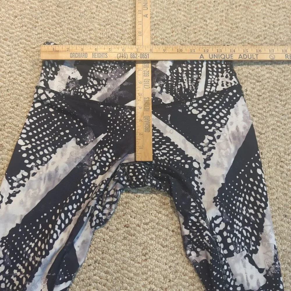 Lululemon Wunder Under Crop Leggings Womens 8 Static Mist Black White